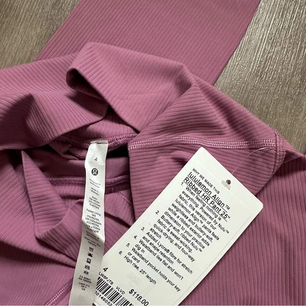Lululemon Align HR Pant 25” Ribbed - Velvet Dust - Picture 3 of 5